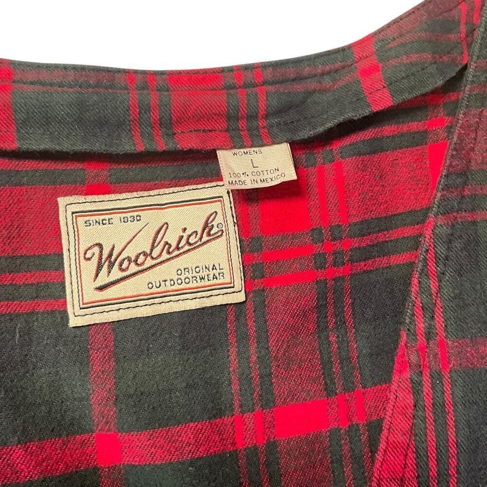 Vintage Woolrich Red Plaid Jumper Dress Sleeveless Buttons cottagecore Cotton L - Picture 10 of 12